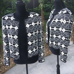 Black and pearl sequin beaded jacket Sz M
